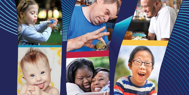 Portion of the 2023 NIH INCLUDE Down Syndrome Research Plan cover, which features photos of people with Down syndrome.